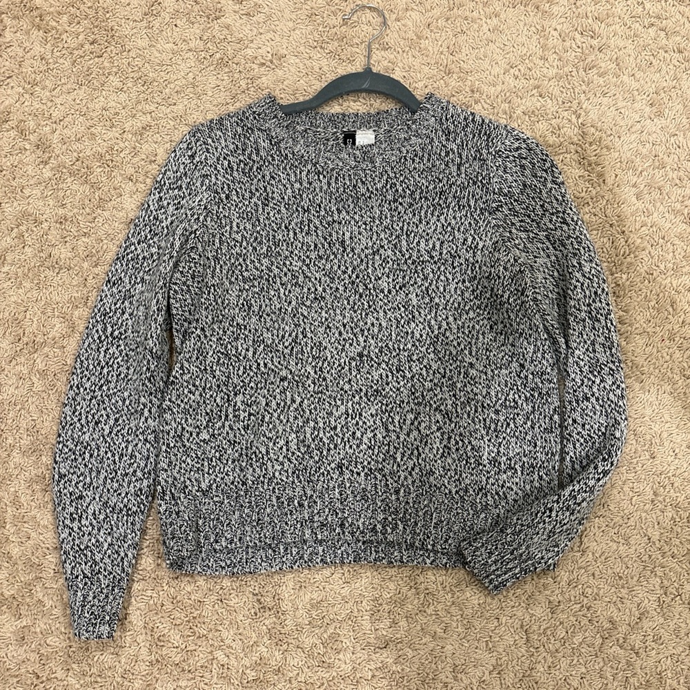 Divided Black and White Knit Sweater